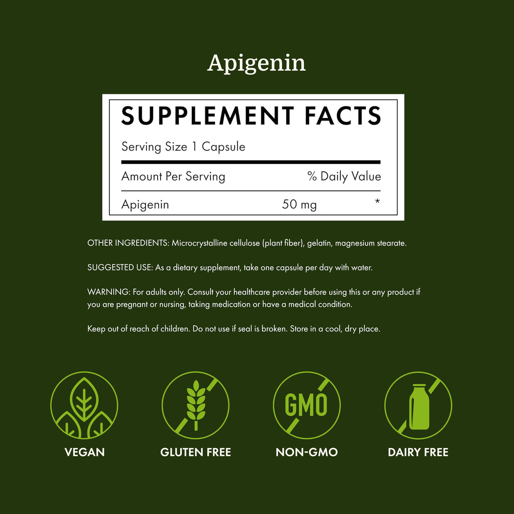 Swanson Apigenin Supplement for Sleep Support, 50 mg