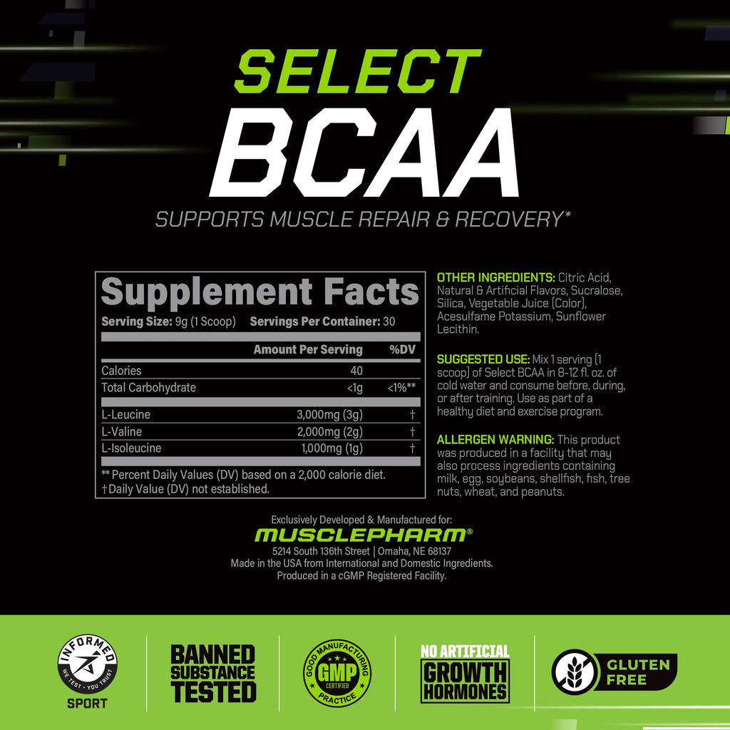 Muscle Pharm Select BCAA Powder Fruit Punch - 30 Servings - image 3
