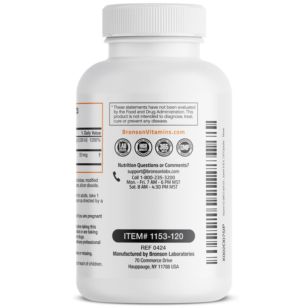 Bronson Vitamin K2 (MK7) with D3 Extra Strength Supplement Bone