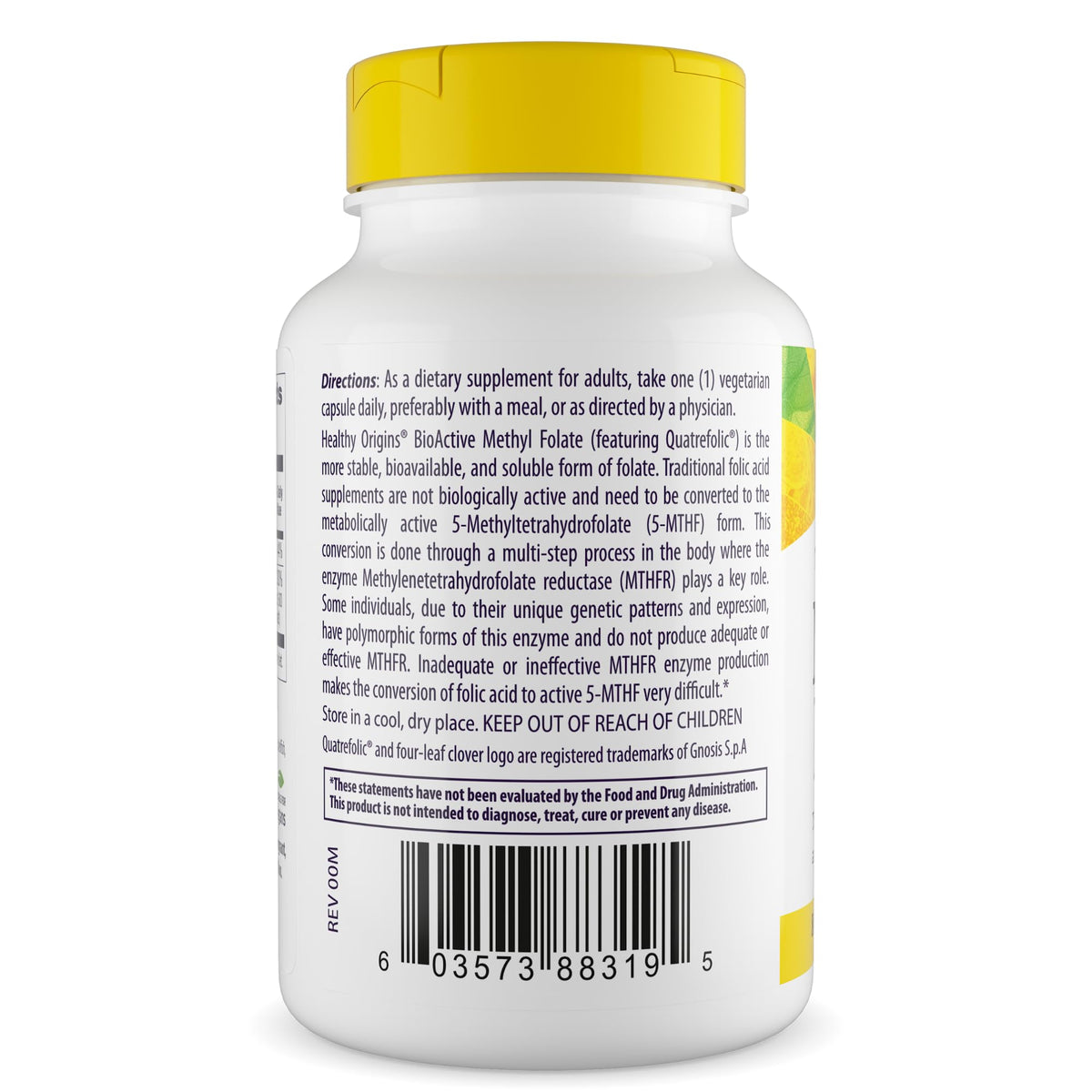 Healthy Origins Methyl Folate Quatrefolic 800 mcg - 120 Vegetarian Capsules - image 3