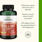 Swanson Cod Liver Oil - Wellness Supplement Promoting Bone