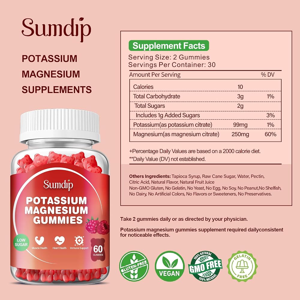 SumDIP Magnesium Potassium Gummies Raspberry - 120 Count - image 3