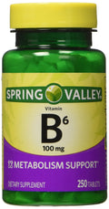 Spring Valley Vitamin B-6 Pyridoxine 100 mg - 250 Tablets