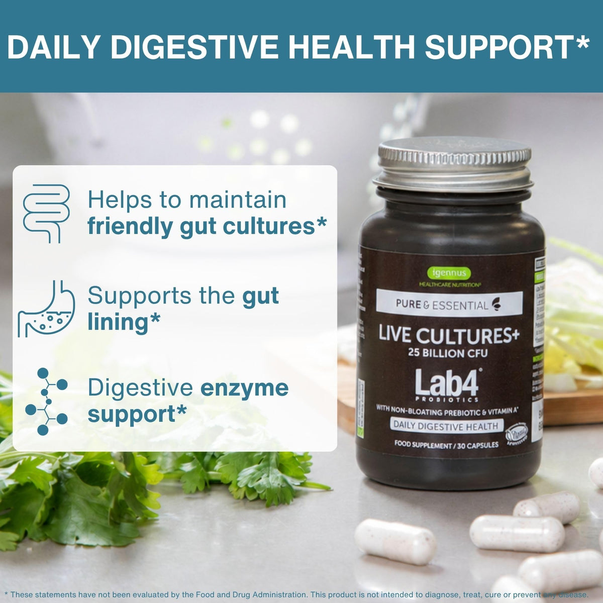 Igennus Live Cultures+ Lab4 Probiotic Capsules - 30 Count - image 2