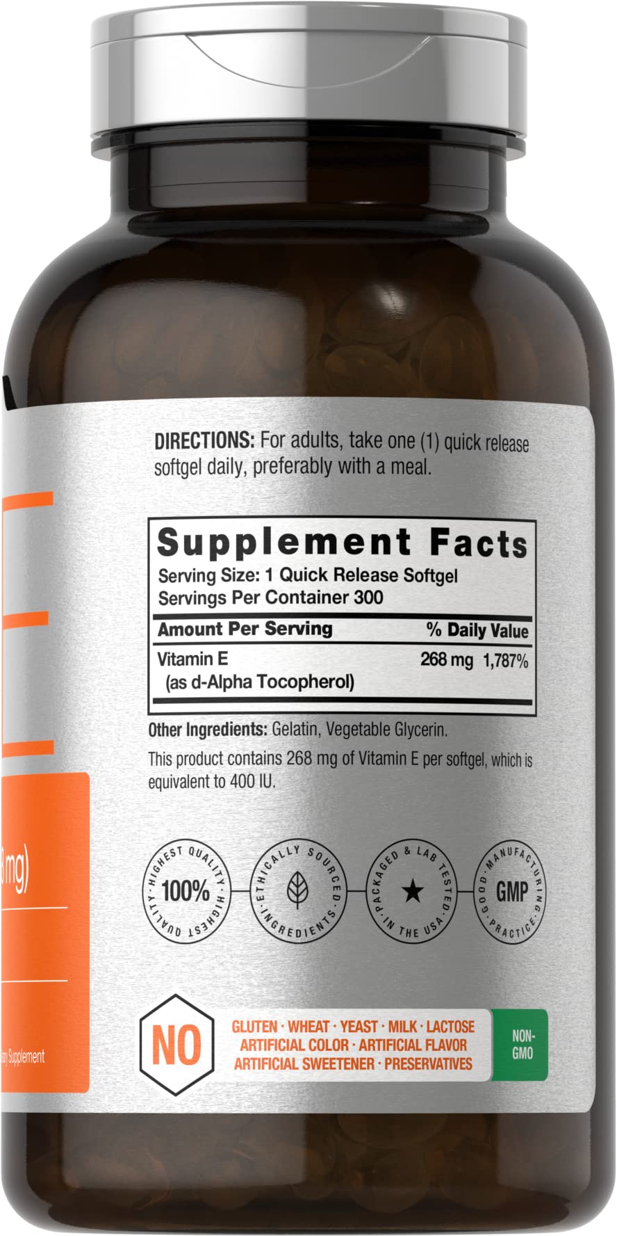 Horbäach Vitamin E Supplement 400 IU - 300 Softgels - image 2