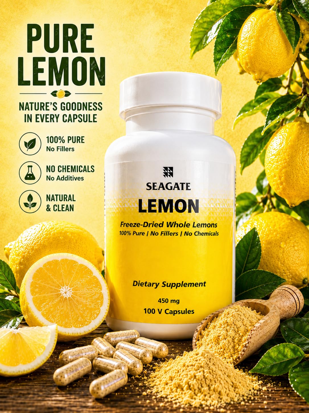 Seagate Whole Lemon Concentrate 450 mg - 100 Capsules - image 2