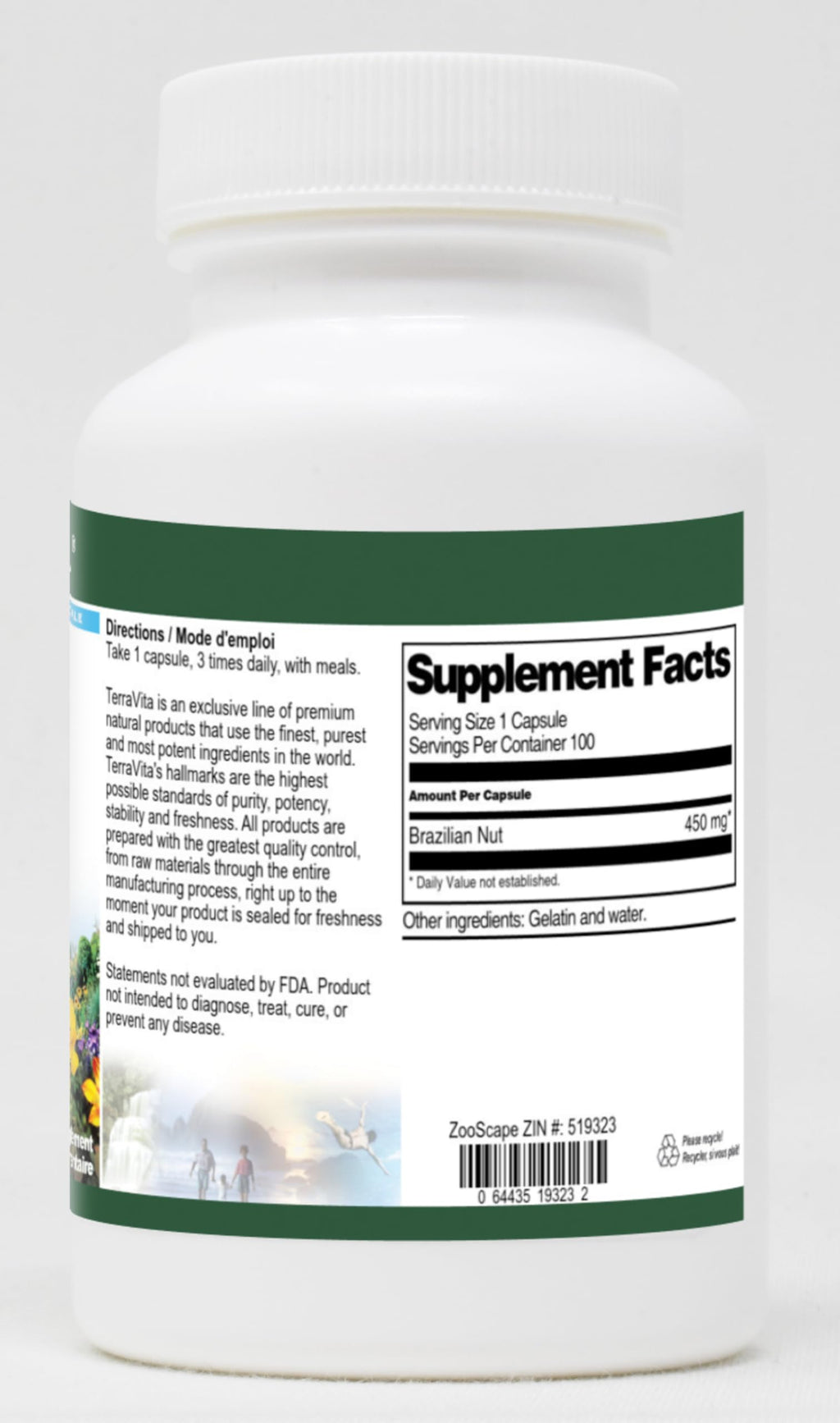Terravita Brazilian Nut - 450 mg (100 Capsules, ZIN: 519323)