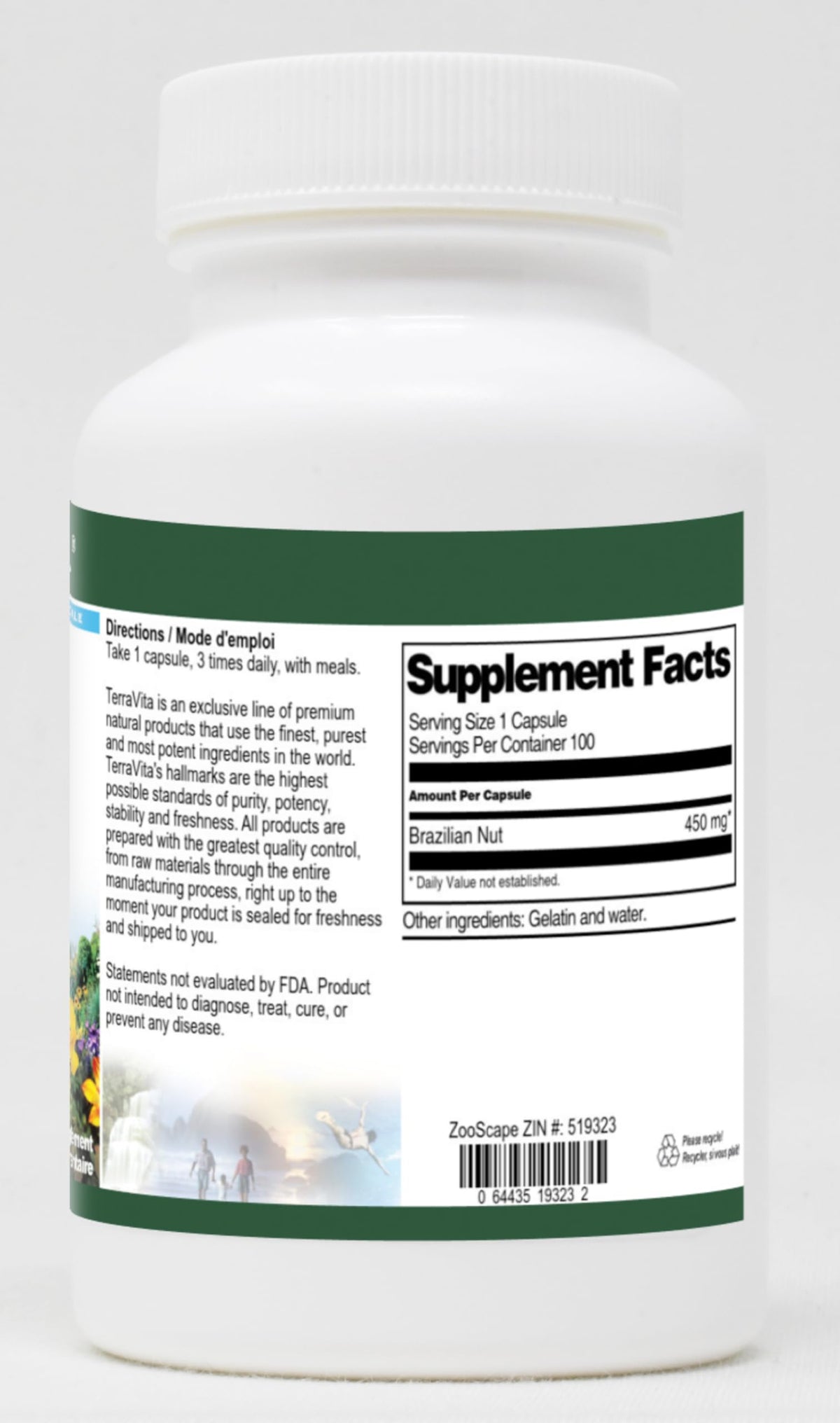Terravita Brazilian Nut - 450 mg (100 Capsules, ZIN: 519323)