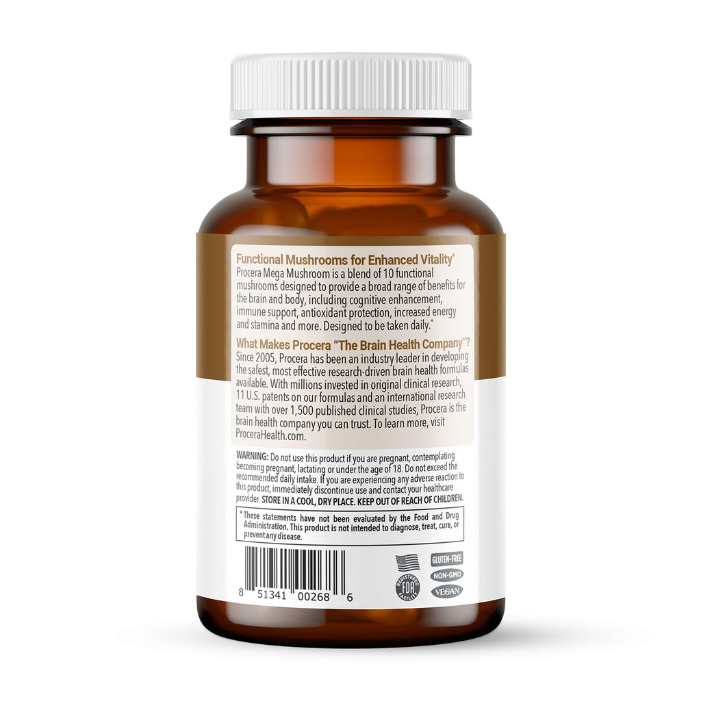Procera Mega Mushroom Memory & Mental Clarity - 60 Capsules - image 2