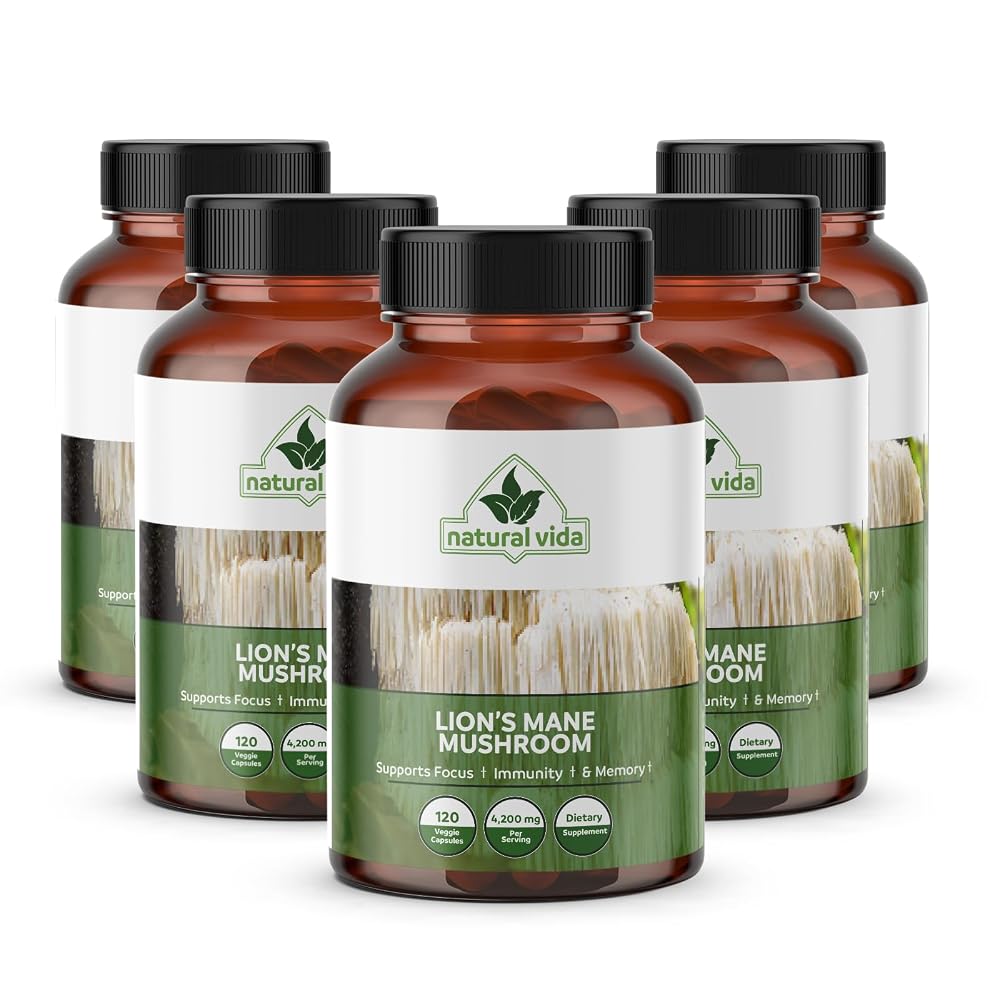 Natural Vida Lion's Mane Mushroom Extract - 240 Vegetarian Capsules - image 5