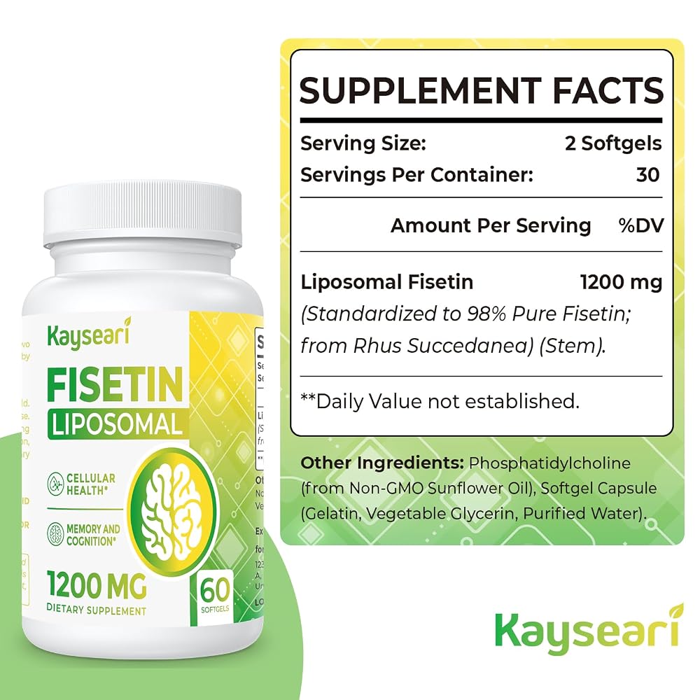 Kayseari Fisetin 1200mg Liposomal Fisetin Supplements 98% Pure