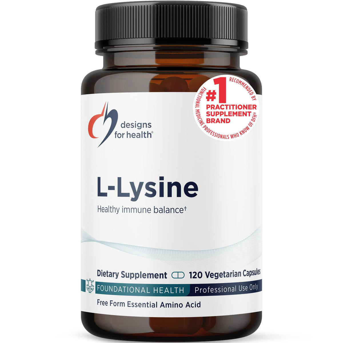 Designs for Health L-Lysine HCL 1500mg - 120 Capsules