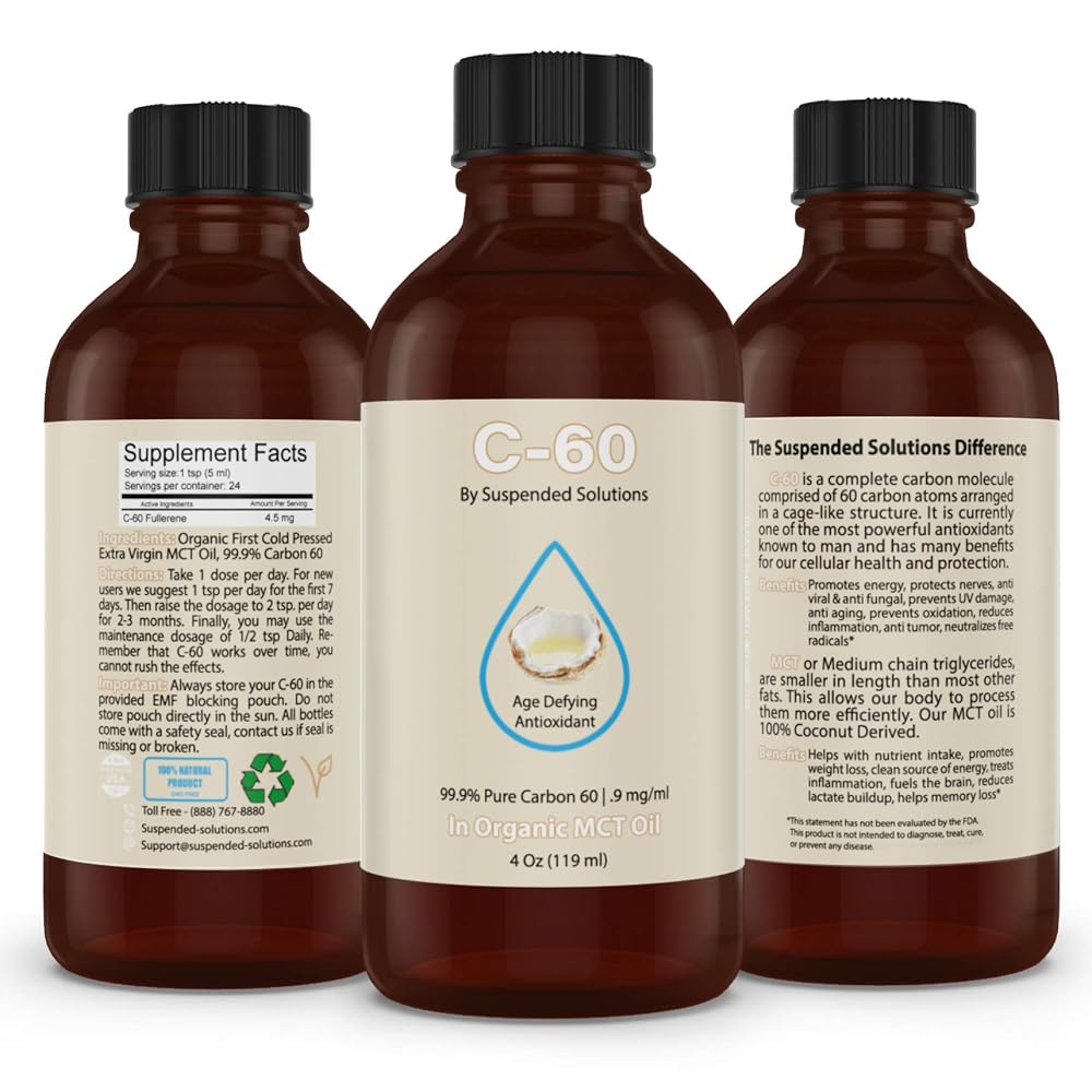 Suspended Solutions Carbon 60 C60 in MCT Oil - 4 fl oz - image 3