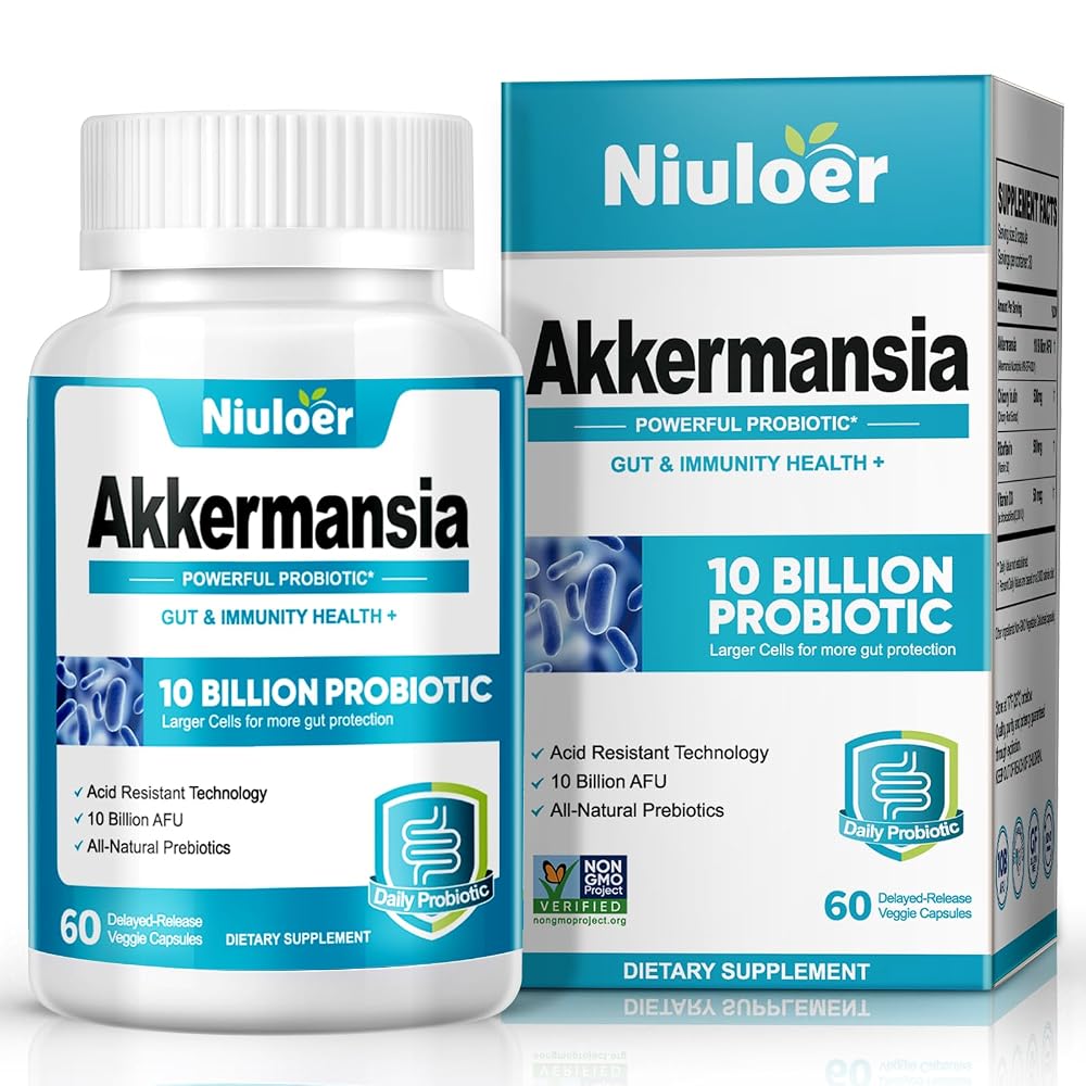Niuloer Akkermansia Probiotic 10 Billion AFUs - 60 Capsules