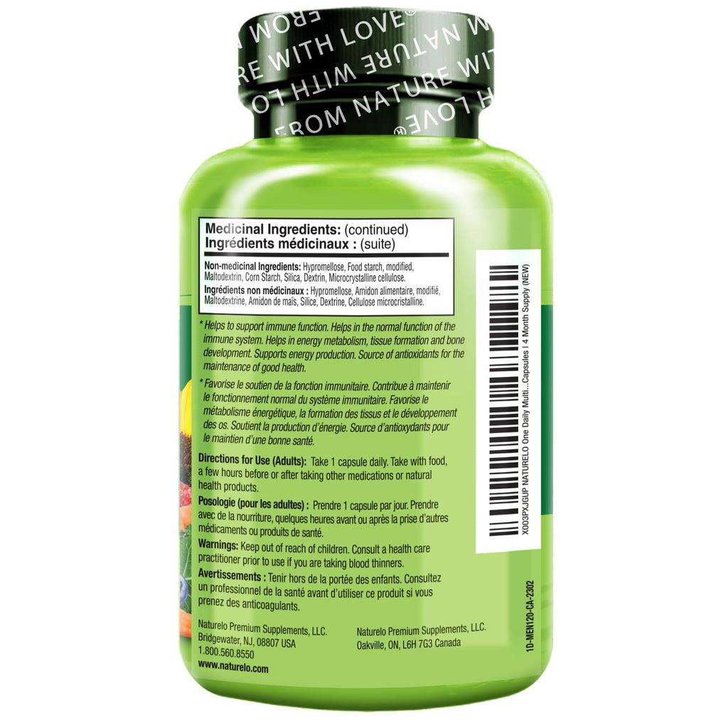 NATURELO Multivitamin for Men - One Daily, 120 Vegetarian Capsules
