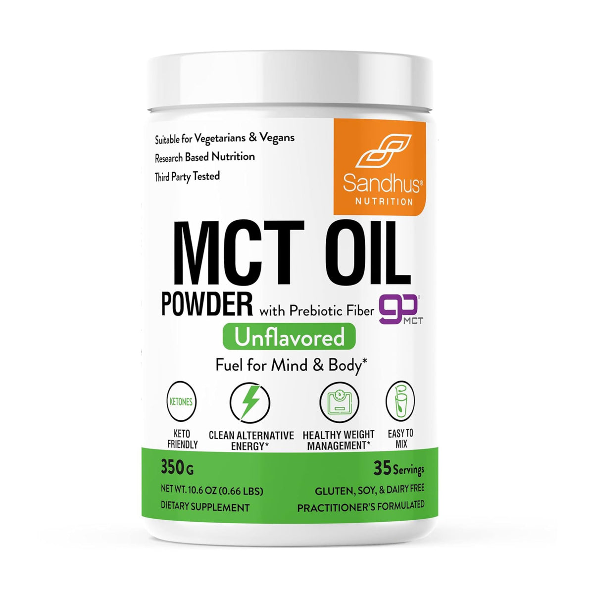 Sandhu's MCT Oil Powder with Prebiotic Fiber - 35 Servings