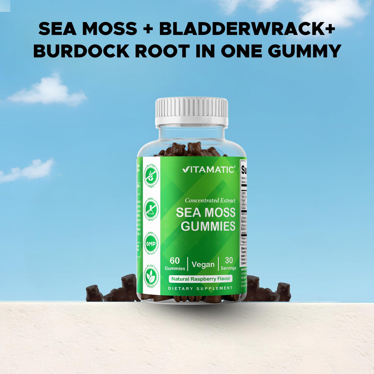 Vitamatic Sea Moss Gummies with Bladderwrack & Burdock - 60 Gummies - image 6