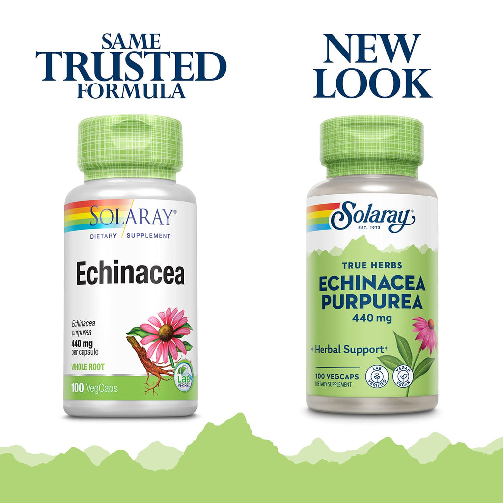 SOLARAY Echinacea Purpurea Root 440 mg Immune Support - 100 Vegetarian Capsules - image 2