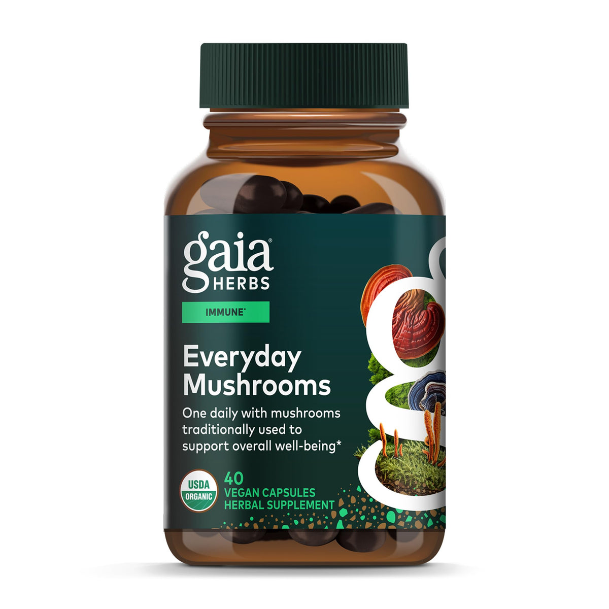 Gaia Herbs Everyday Mushrooms Immune Support - 40 Capsules