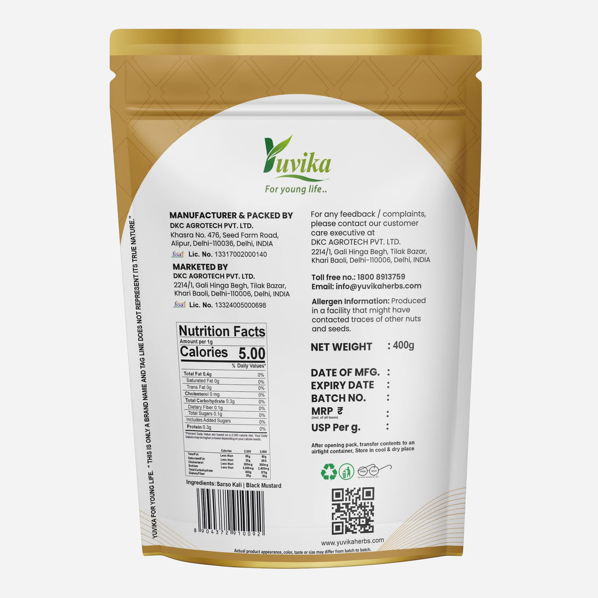 Yuvika Sarso Kali Black Mustard Seeds - 400 Grams - image 3