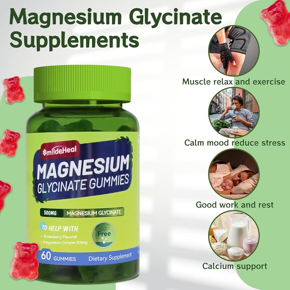 SmildeHeal Magnesium Glycinate Gummies 500mg with L-Threonate 300mg