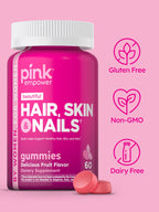 PINK Hair Skin Nails Gummies with Biotin 2,500 mcg - 60 Count - image 4