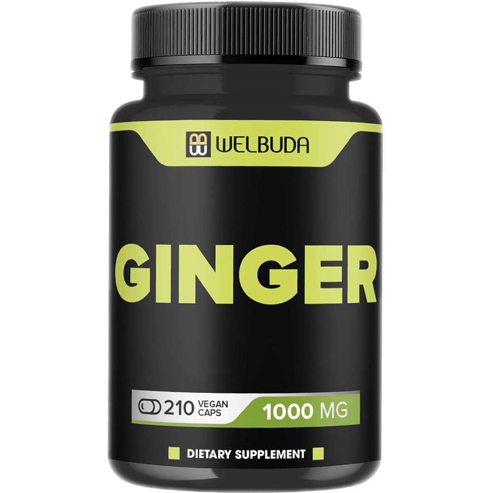 WELBUDA Ginger 1000mg Supplement with Berberine & Elderberry - 210 Capsules