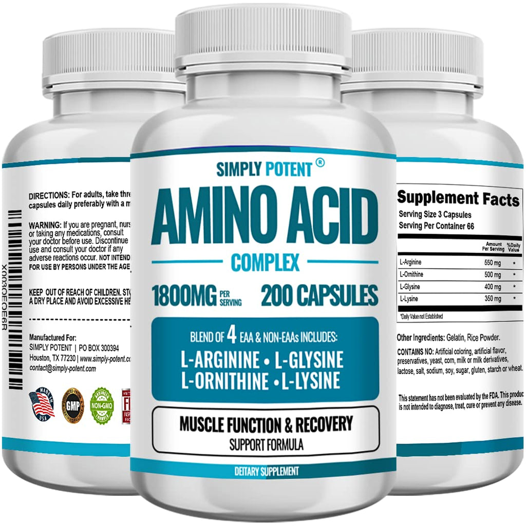 Simply Potent Amino Acid Complex 1800mg - 200 Capsules