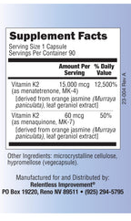 Relentless Improvement Vitamin K2 MK4 MK7 Bone Support - 90 Capsules - image 3