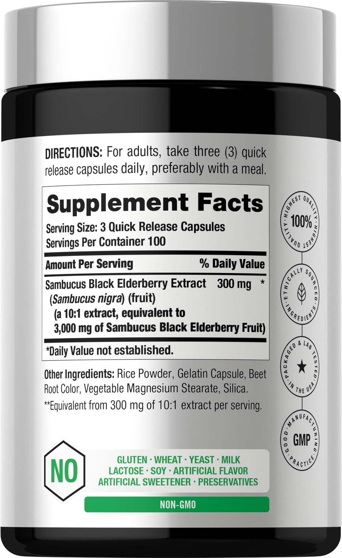 Horbäach Black Elderberry Supplement - 300 Capsules - image 2