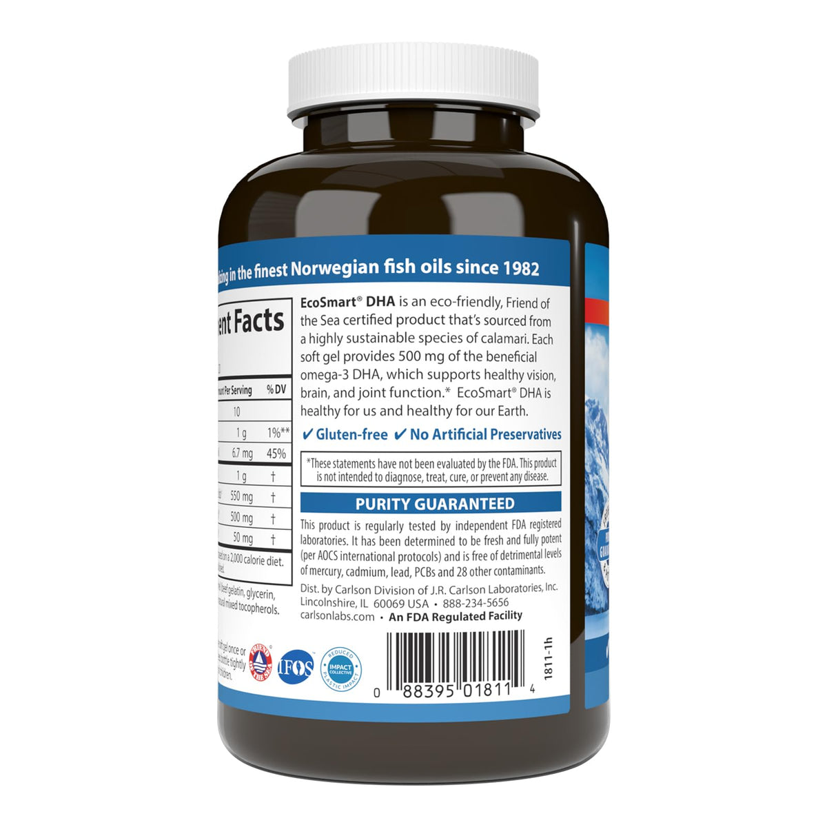 Carlson EcoSmart DHA 500 mg - 120 Softgels - image 3
