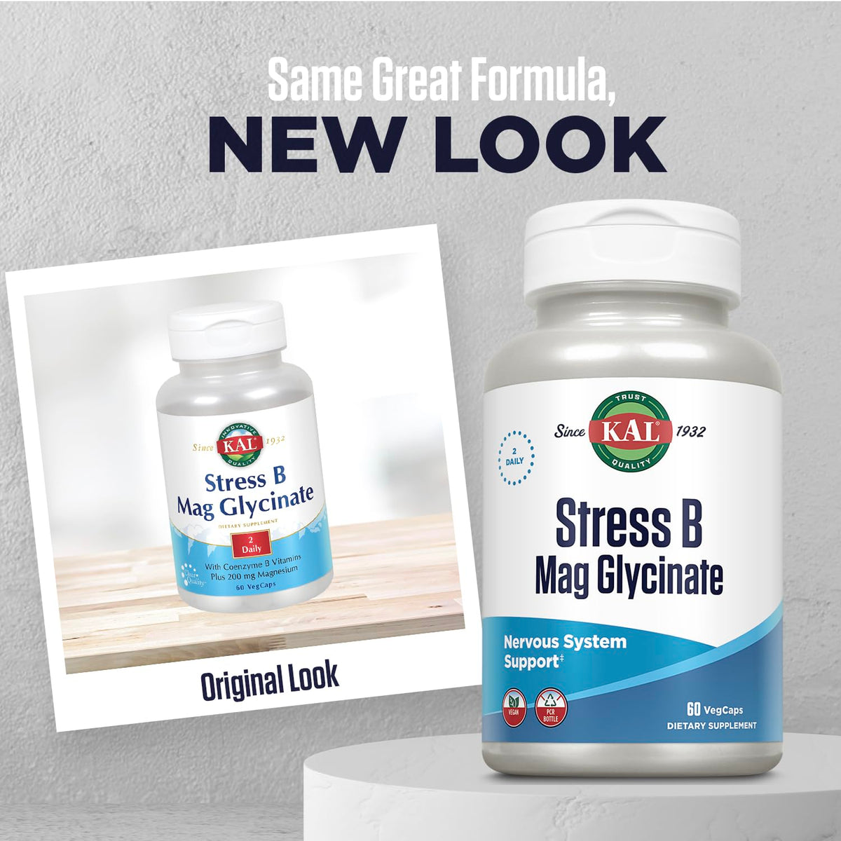 KAL Stress B Mag Glycinate B Complex Vitamins - 60 Vegetarian Capsules - image 2
