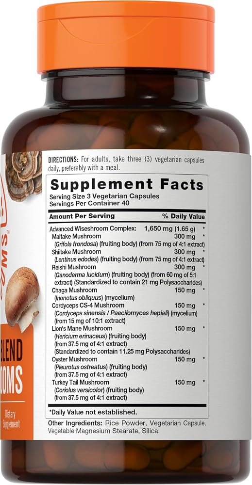 Carlyle Mushroom Complex 8-in-1 Blend - 120 Vegetarian Capsules - image 2