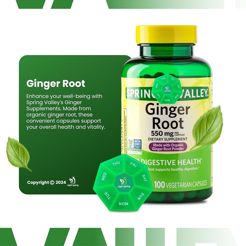 LightSpring Ginger Root 550 mg Digestive Health - 100 Vegetarian Capsules - image 4