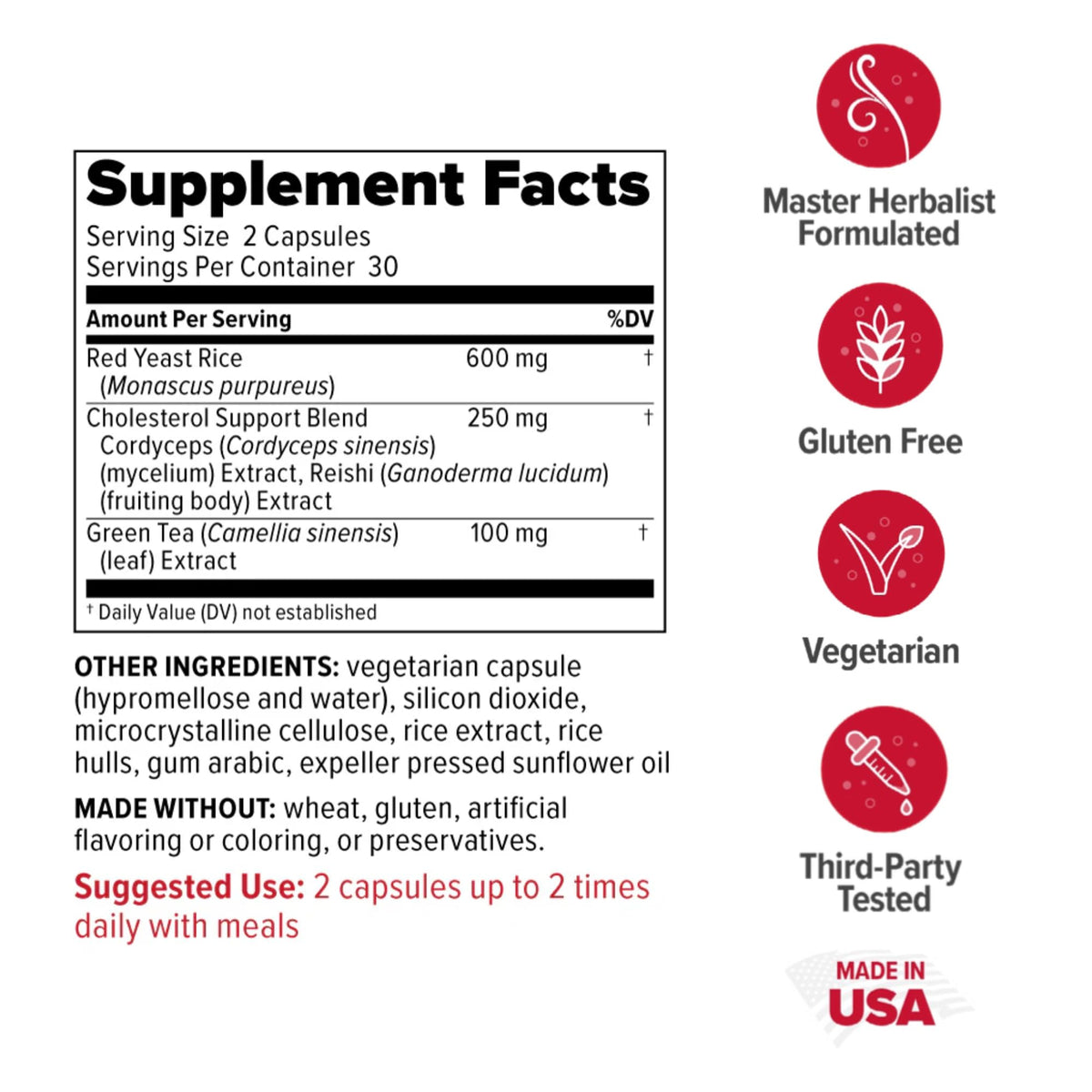 Redd Remedies Cholesterol Triple Care Heart Health Support - 60 Capsules - image 2