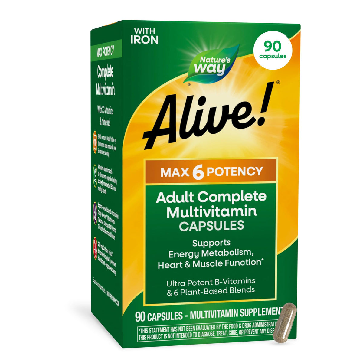 Nature's Way Alive! Max6 Potency Adult Complete Multivitamin - 90 Capsules