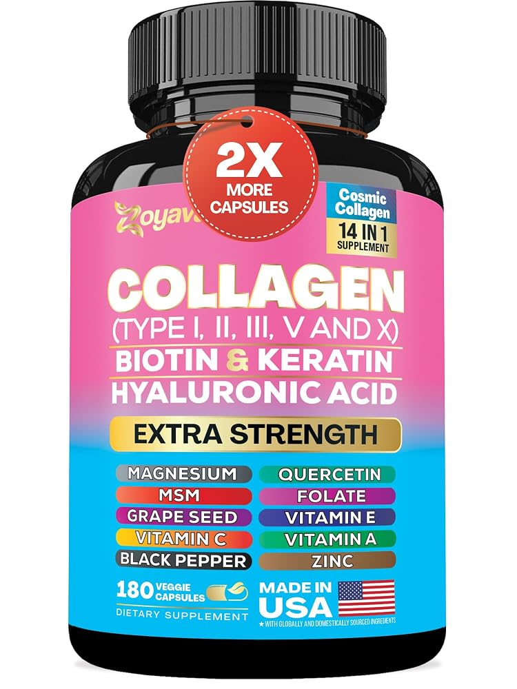 Zoyava Collagen Peptides 14-in-1 with Biotin & Keratin - 180 Capsules