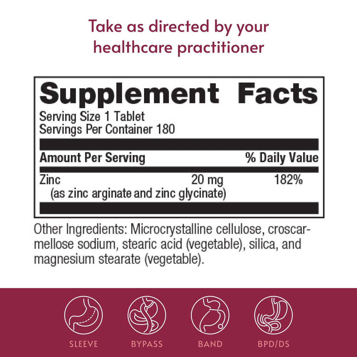Bariatric Advantage Non Chewable Zinc Chelate - 180 Tablets - image 4