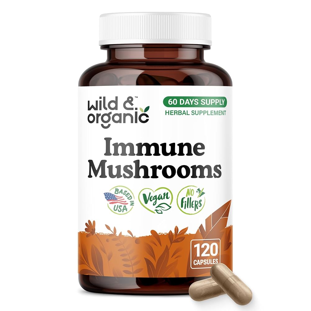 Wild & Organic Immune Mushroom Blend Capsules - 8 Mushroom Complex