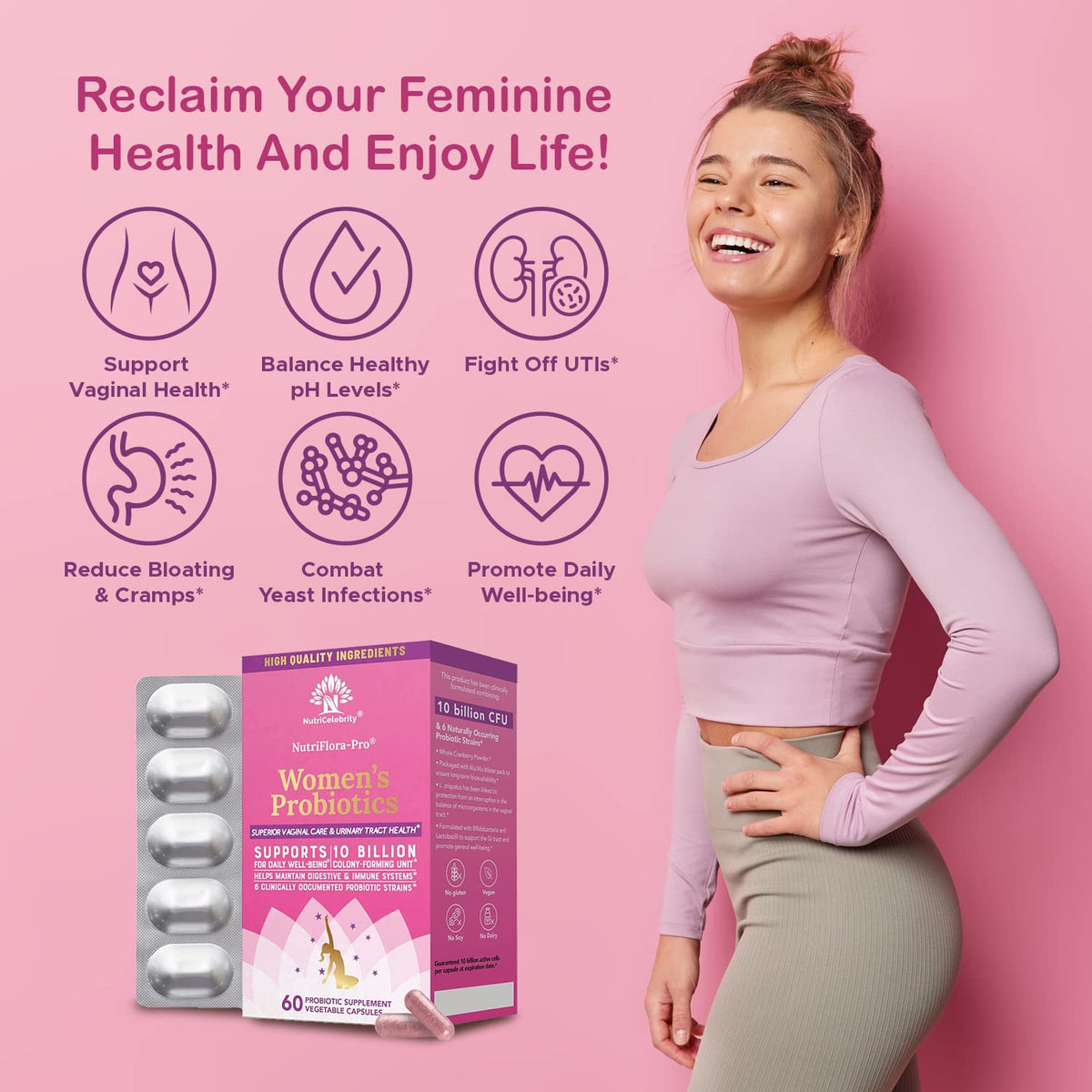 Nutricelebrity Probiotics for Women 10 Billion CFU 6 Strains - 60 Capsules - image 5