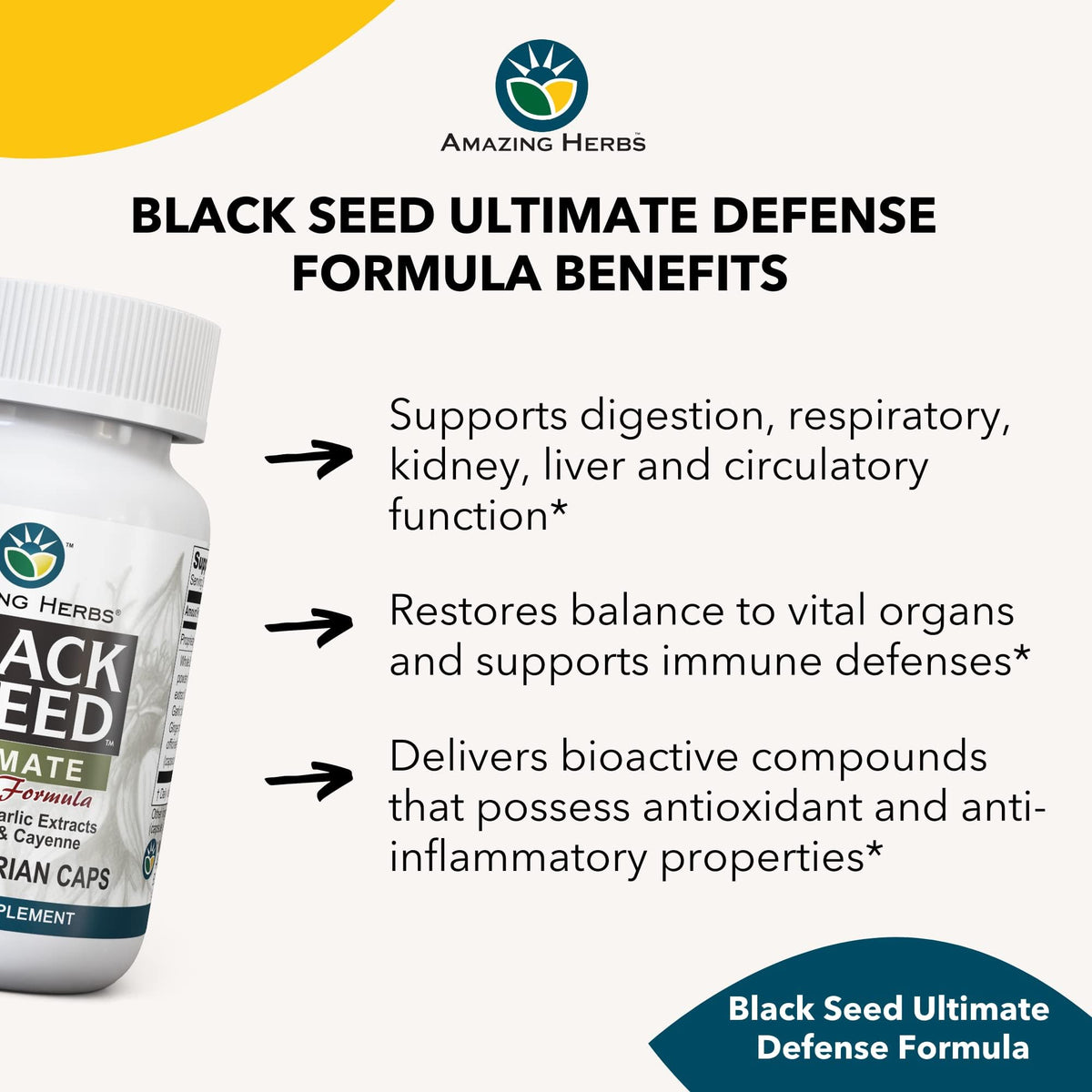 Amazing Herbs Black Seed Ultimate with Garlic & Ginger - 100 Capsules - image 5
