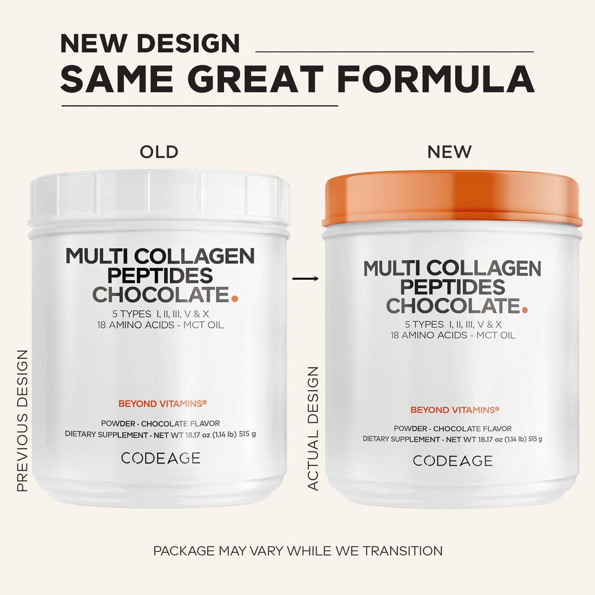 Codeage Multi Collagen Protein Powder with MCT Oil, Chocolate - 18 oz - image 3