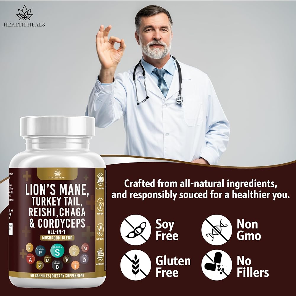 Health Heals Mushroom Supplement 20-in-1 Complex - 120 Capsules - image 6