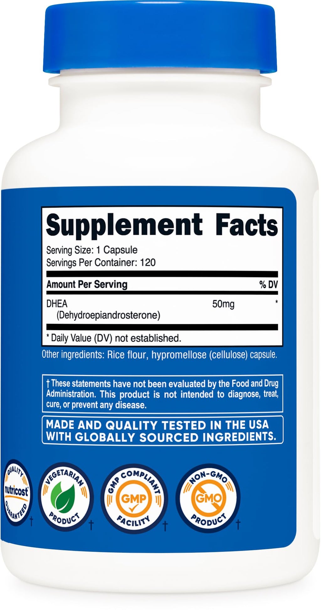 Nutricost DHEA 50mg Capsules - Gluten Free