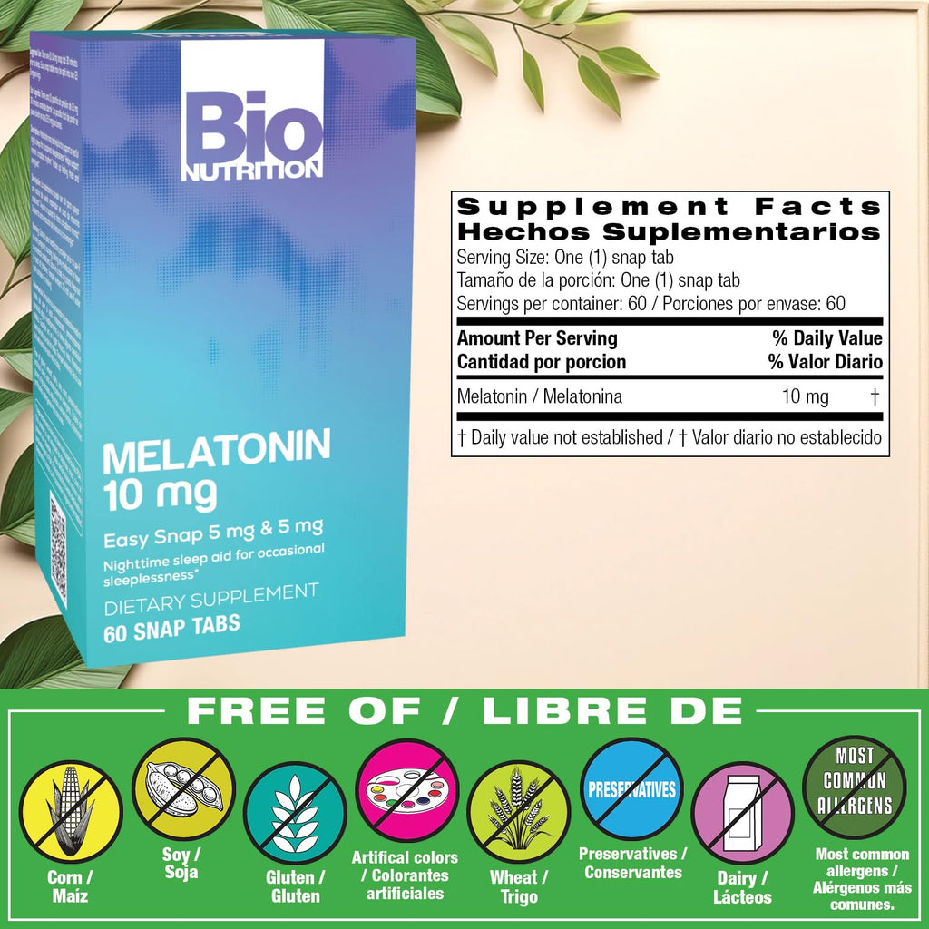 Bio Nutrition Melatonin 10 mg Tablets for Sleep - 60 Count - image 2
