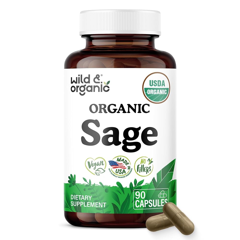 Wild & Organic Sage Capsules 1000 mg Brain Support - 90 Capsules