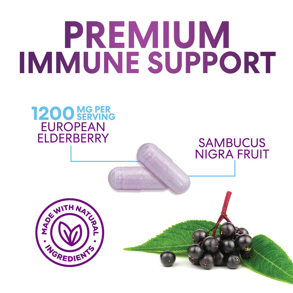 Nature's Nutrition Elderberry Capsules 1200mg Per Serving - Sambucus