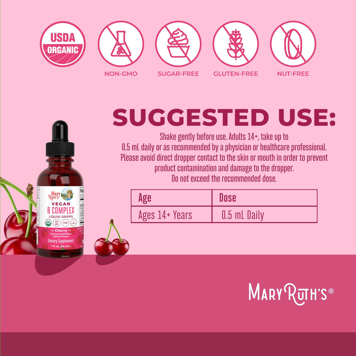 MARYRUTH'S Organic Vitamin B Complex Liquid Drops - 1 Fl Oz - image 3