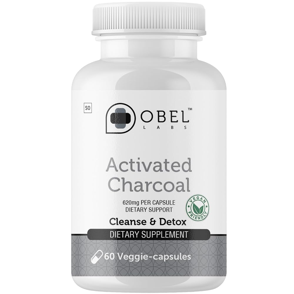obel Coconut Activated Charcoal 620 mg Digestive Support - 60 Capsules