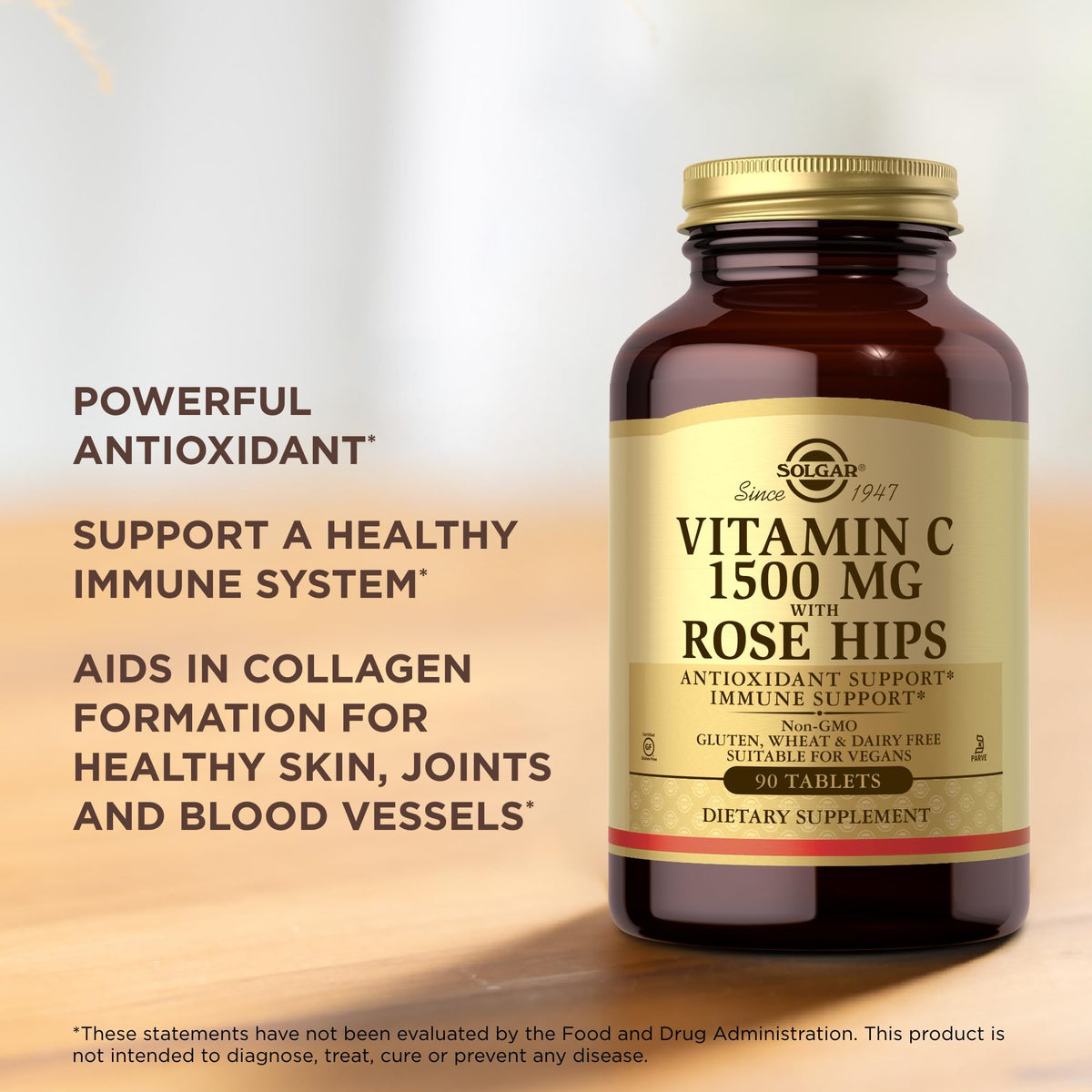 Solgar Vitamin C 1500mg with Rose Hips - 90 Tablets - image 5